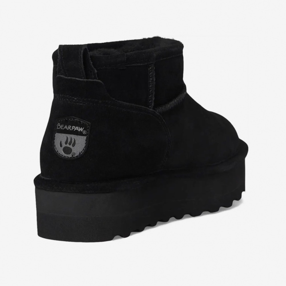Bearpaw Retro Shorty Black Suede Platform Ankle Boots 3051W Womens 11